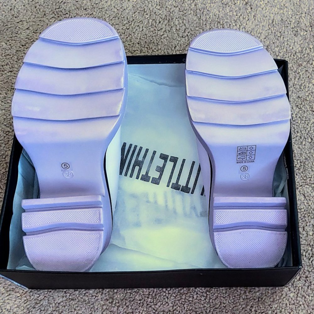 Lilac Platform Contrast Chunky Sole Heeled Sandals - Picture 7 of 8